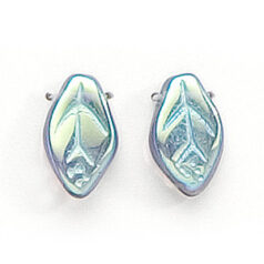 Bead, Preciosa Czech Pressed Glass, 12x7mm Leaf - Transparent Montana AB (Thickness 3.25mm, Hole Size 1.1mm)