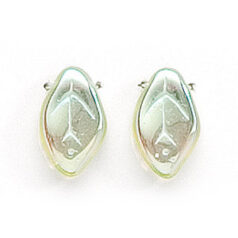 Bead, Preciosa Czech Pressed Glass, 12x7mm Leaf - Transparent AB Lt. Green (Thickness 3.25mm, Hole Size 1.1mm)