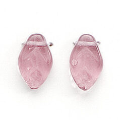 Bead, Preciosa Czech Pressed Glass, 12x7mm Leaf - Transparent Amethyst (Thickness 3.25mm, Hole Size 1.1mm)