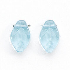 Bead, Preciosa Czech Pressed Glass, 12x7mm Leaf - Transparent Lt. Aqua (Thickness 3.25mm, Hole Size 1.1mm)