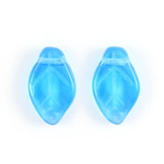 Bead, Preciosa Czech Pressed Glass, 12x7mm Leaf - Transparent Green Aqua (Thickness 3.25mm, Hole Size 1.1mm)