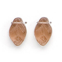 Bead, Preciosa Czech Pressed Glass, 12x7mm Leaf - Transparent Smoke Topaz (Thickness 3.25mm, Hole Size 1.1mm)