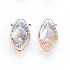 Bead, Preciosa Czech Pressed Glass, 12x7mm Leaf - Transparent Smoke Topaz AB (Thickness 3.25mm, Hole Size 1.1mm)