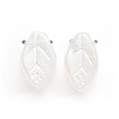 Bead, Preciosa Czech Pressed Glass, 12x7mm Leaf - Transparent Matte Crystal AB (Thickness 3.25mm, Hole Size 1.1mm)