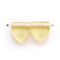 Bead, Preciosa Czech Pressed Glass, 9mm Drop Triangle - Transparent Topaz (Thickness 3.5mm, Hole Size 0.9mm)