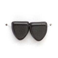 Bead, Preciosa Czech Pressed Glass, 9mm Drop Triangle - Opaque Jet Black (Thickness 3.5mm, Hole Size 0.9mm)