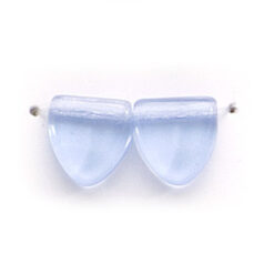 Bead, Preciosa Czech Pressed Glass, 9mm Drop Triangle - Transparent Light Sapphire (Thickness 3.5mm, Hole Size 0.9mm)