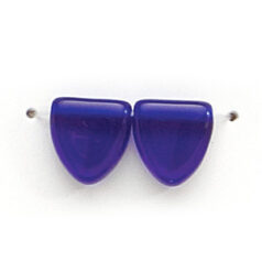 Bead, Preciosa Czech Pressed Glass, 9mm Drop Triangle - Transparent Cobalt Blue (Thickness 3.5mm, Hole Size 0.9mm)