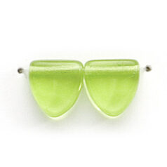 Bead, Preciosa Czech Pressed Glass, 9mm Drop Triangle - Transparent Light Olive (Thickness 3.5mm, Hole Size 0.9mm)