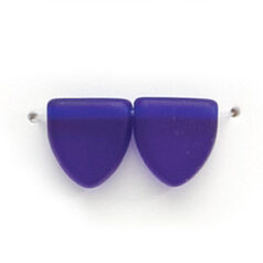 Bead, Preciosa Czech Pressed Glass, 9mm Drop Triangle - Transparent Matte Cobalt Blue (Thickness 3.5mm, Hole Size 0.9mm)