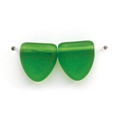 Bead, Preciosa Czech Pressed Glass, 9mm Drop Triangle - Transparent Matte Emerald (Thickness 3.5mm, Hole Size 0.9mm)