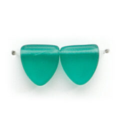 Bead, Preciosa Czech Pressed Glass, 9mm Drop Triangle - Transparent Matte Teal (Thickness 3.5mm, Hole Size 0.9mm)
