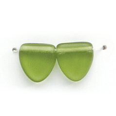 Bead, Preciosa Czech Pressed Glass, 9mm Drop Triangle - Transparent Matte Olive (Thickness 3.5mm, Hole Size 0.9mm)