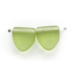 Bead, Preciosa Czech Pressed Glass, 9mm Drop Triangle - Transparent Matte Lt. Olive (Thickness 3.5mm, Hole Size 0.9mm)