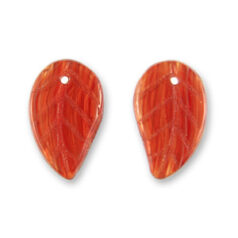 Bead, Preciosa Czech Pressed Glass, 14x9mm Leaf - Red (Thickness 3.25mm, Hole Size 1.1mm)