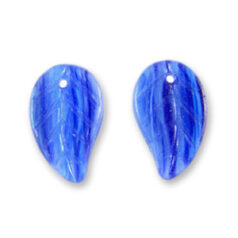 Bead, Preciosa Czech Pressed Glass, 14x9mm Leaf - Sapphire (Thickness 3.25mm, Hole Size 1.1mm)