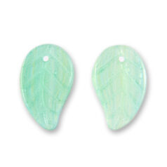 Preciosa Czech pressed glass 14x9mm Leaf beads (hole size:1.1mm, 3.25mm thickness) -   Pale Green