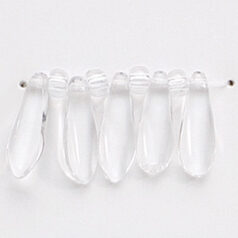 Bead, Preciosa Czech Pressed Glass, 5x16mm Flat Dagger Drop - Crystal  (Hole Size 1.1mm)
