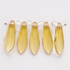 Bead, Preciosa Czech Pressed Glass, 5x16mm Flat Dagger Drop - Topaz  (Hole Size 1.1mm)