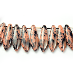 Bead, Preciosa Czech Pressed Glass, 5x16mm Flat Dagger Drop - Pink  (Hole Size 1.1mm)