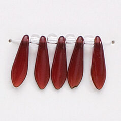 Bead, Preciosa Czech Pressed Glass, 5x16mm Flat Dagger Drop - Garnet Red  (Hole Size 1.1mm)