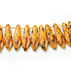 Bead, Preciosa Czech Pressed Glass, 5x16mm Flat Dagger Drop - Mustard  (Hole Size 1.1mm)