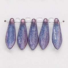 Bead, Preciosa Czech Pressed Glass, 5x16mm Flat Dagger Drop - LUSTRE Amethyst  (Hole Size 1.1mm)