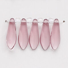 Bead, Preciosa Czech Pressed Glass, 5x16mm Flat Dagger Drop - Amethyst  (Hole Size 1.1mm)