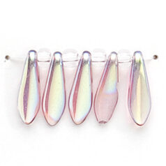 Bead, Preciosa Czech Pressed Glass, 5x16mm Flat Dagger Drop - Light Amethyst AB  (Hole Size 1.1mm)