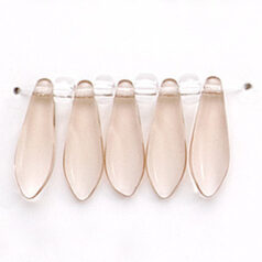 Bead, Preciosa Czech Pressed Glass, 5x16mm Flat Dagger Drop - Smoke Topaz  (Hole Size 1.1mm)