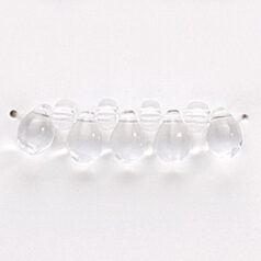 Bead, Preciosa Czech Pressed Glass, 5x7mm Drop - Crystal (Hole size 0.9mm)