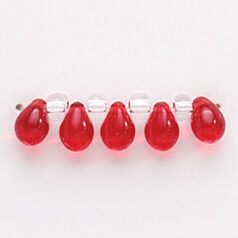 Bead, Preciosa Czech Pressed Glass, 5x7mm Drop - Transparent Red (Hole Size 0.9mm)