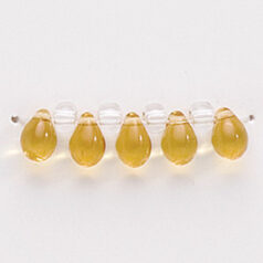 Bead, Preciosa Czech Pressed Glass, 5x7mm Drop - Transparent Topaz (Hole Size 0.9mm)
