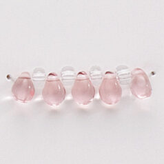 Bead, Preciosa Czech Pressed Glass, 5x7mm Drop - Transparent Rosaline (Hole Size 0.9mm)