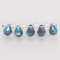 Bead, Preciosa Czech Pressed Glass, 5x7mm Drop - Transparent Montana Blue AB (Hole Size 0.9mm)