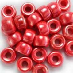 Bead, Preciosa Czech Pressed Glass, 9mm Crow Bead, Opaque Red with Lustre Finish (Hole Size 3.5mm)