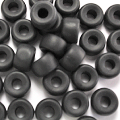 Bead, Preciosa Czech Pressed Glass, 9mm Crow Bead, Opaque Frost Black (Hole Size 3.5mm)