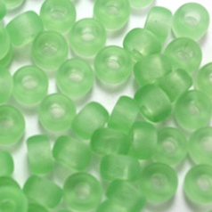 Bead, Preciosa Czech Pressed Glass, 6mm Crow Bead, Transparent Frost Light Green (Hole Size 2.5mm)