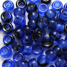 Preciosa Czech pressed glass 6mm Crow transparent stripe bead (hole size 2.5mm) - Blue/Black