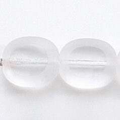 Bead, Preciosa Czech Pressed Glass, 14x12mm Flat Oval bead with Matte Edge - Crystal (Hole Size 1.3mm)