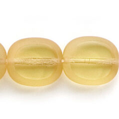 Bead, Preciosa Czech Pressed Glass, 14x12mm Flat Oval bead with Matte Edge - Transparent Light Topaz (Hole Size 1.3mm)