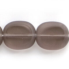 Bead, Preciosa Czech Pressed Glass, 14x12mm Flat Oval bead with Matte Edge - Transparent Black Diamond (Hole Size 1.3mm)