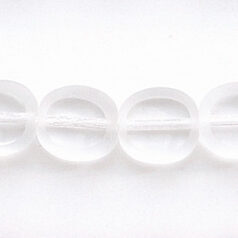 Bead, Preciosa Czech Pressed Glass, 10x9mm Flat Oval bead with Matte Edge - Crystal (Hole Size 1.3mm)