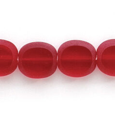 Bead, Preciosa Czech Pressed Glass, 10x9mm Flat Oval bead with Matte Edge - Transparent Siam Ruby (Hole Size 1.3mm)