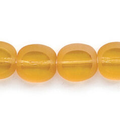 Bead, Preciosa Czech Pressed Glass, 10x9mm Flat Oval bead with Matte Edge - Transparent Light Topaz (Hole Size 1.3mm)