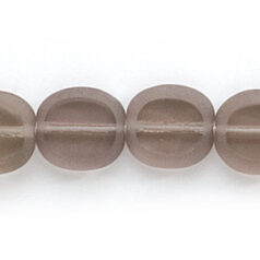 Bead, Preciosa Czech Pressed Glass, 10x9mm Flat Oval bead with Matte Edge - Transparent Black Diamond (Hole Size 1.3mm)