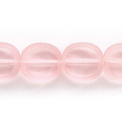 Bead, Preciosa Czech Pressed Glass, 10x9mm Flat Oval bead with Matte Edge - Transparent Rosaline (Hole Size 1.3mm)