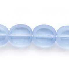 Bead, Preciosa Czech Pressed Glass, 10x9mm Flat Oval bead with Matte Edge - Transparent Light Sapphire (Hole Size 1.3mm)