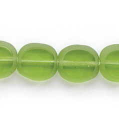 Bead, Preciosa Czech Pressed Glass, 10x9mm Flat Oval bead with Matte Edge - Transparent Light Olivine (Hole Size 1.3mm)