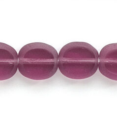 Bead, Preciosa Czech Pressed Glass, 10x9mm Flat Oval bead with Matte Edge - Transparent Amethyst (Hole Size 1.3mm)